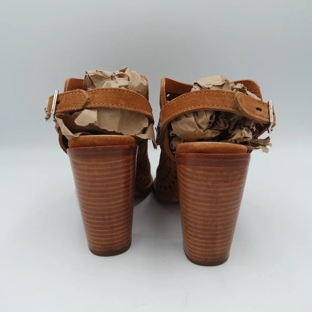 Rag & Bone Wyatt Womens Cognac Brown Perforated Suede Sandals 37 Fits US 7